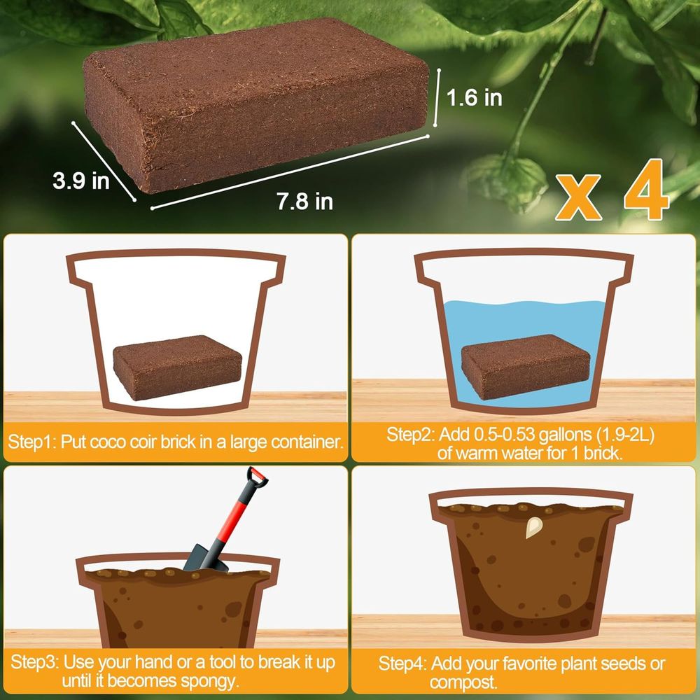 Organic Coconut Coir 4 Pcs Com - Substrate Coconut Fiber review and price